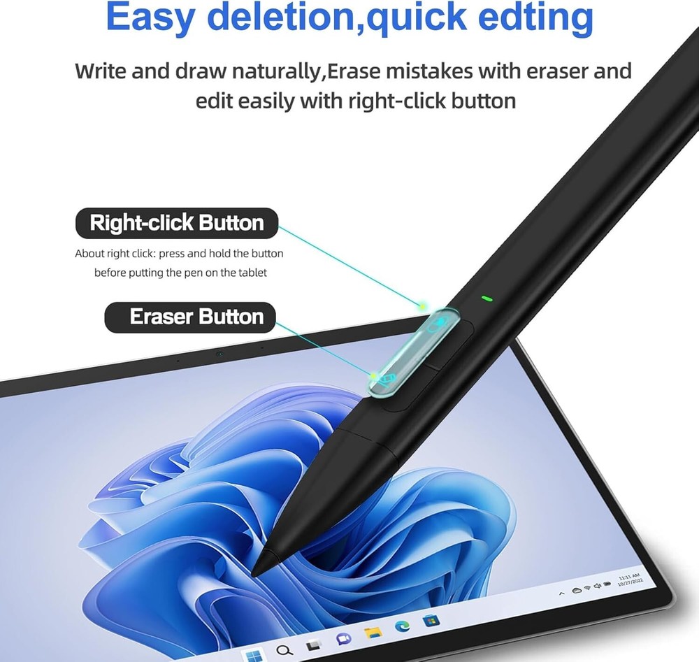 Slim Pen 2 for Microsoft Surface with 4096 Pressure, Eraser & Right-Click