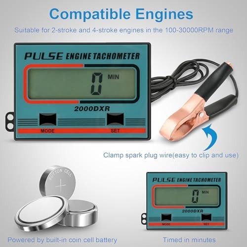 Digital Induction Chainsaw Tachometer - 2 & 4 Stroke Engine LCD Display Gauge