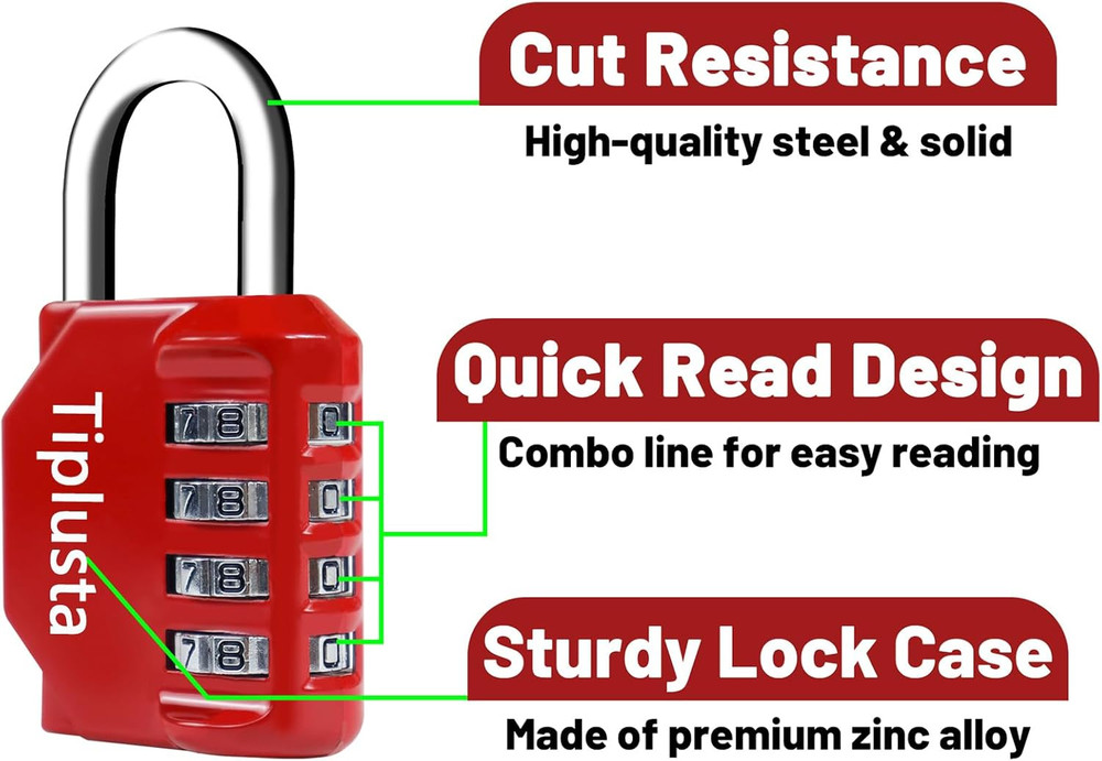 2 Pack Combination Lock, 4 Digit Resettable Padlock Lock Waterproof for Schoo...