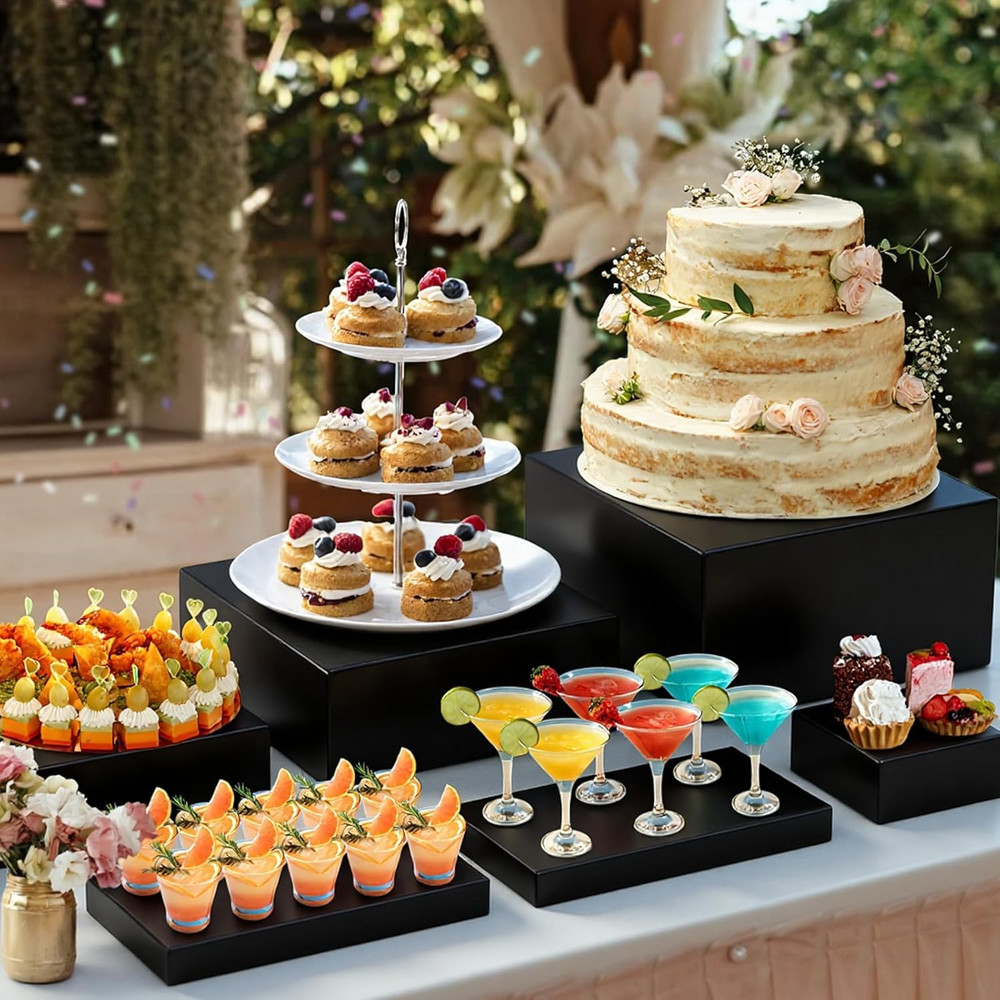 Large Acrylic Buffet Risers Set, Stackable Food Display Stands, 10 Pcs