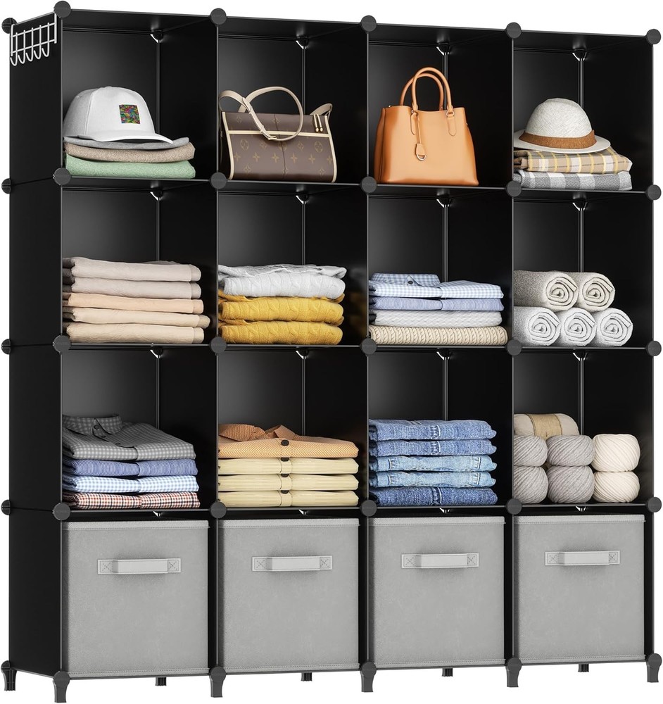 Stylish Black Cube Storage Organizer - Bedroom, Dorm, Office