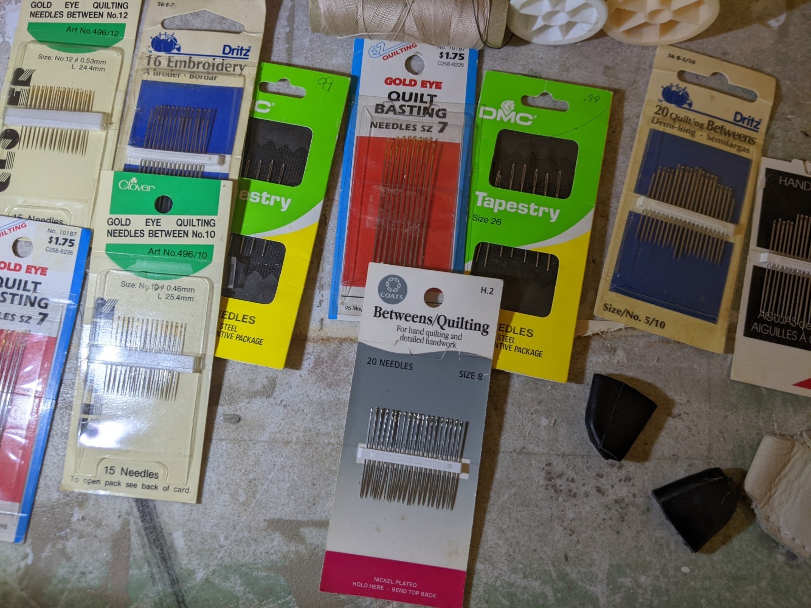 Quilting Embroidery Tapestry ,Sewing Needles Lot Dritz, Coats, DMC, Gold Eye