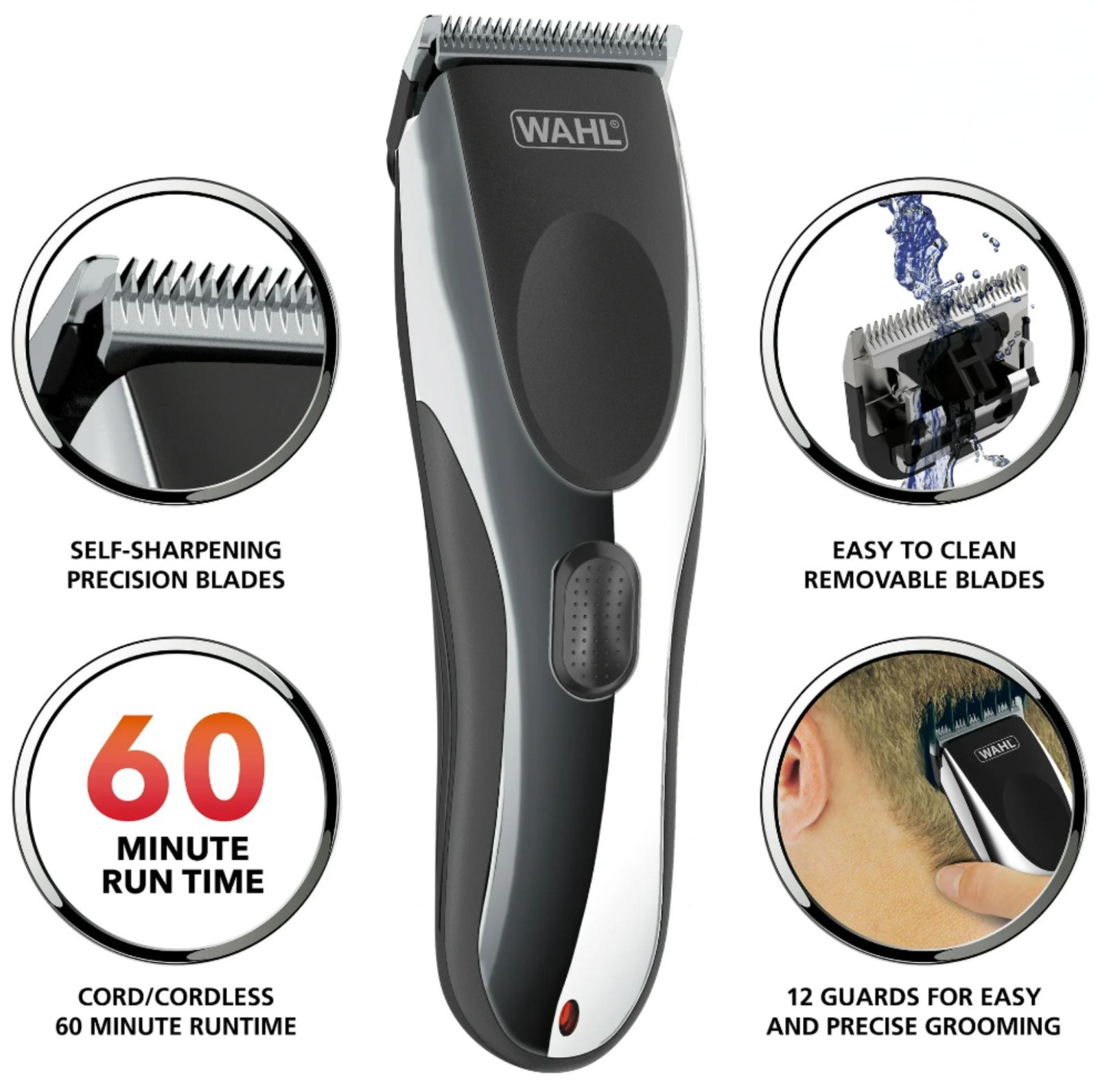 WAHL CORDLESS HAIRCUT & BEARD CLIPPER KIT (9639-2201) -NEW- 22 PC. Model 9649