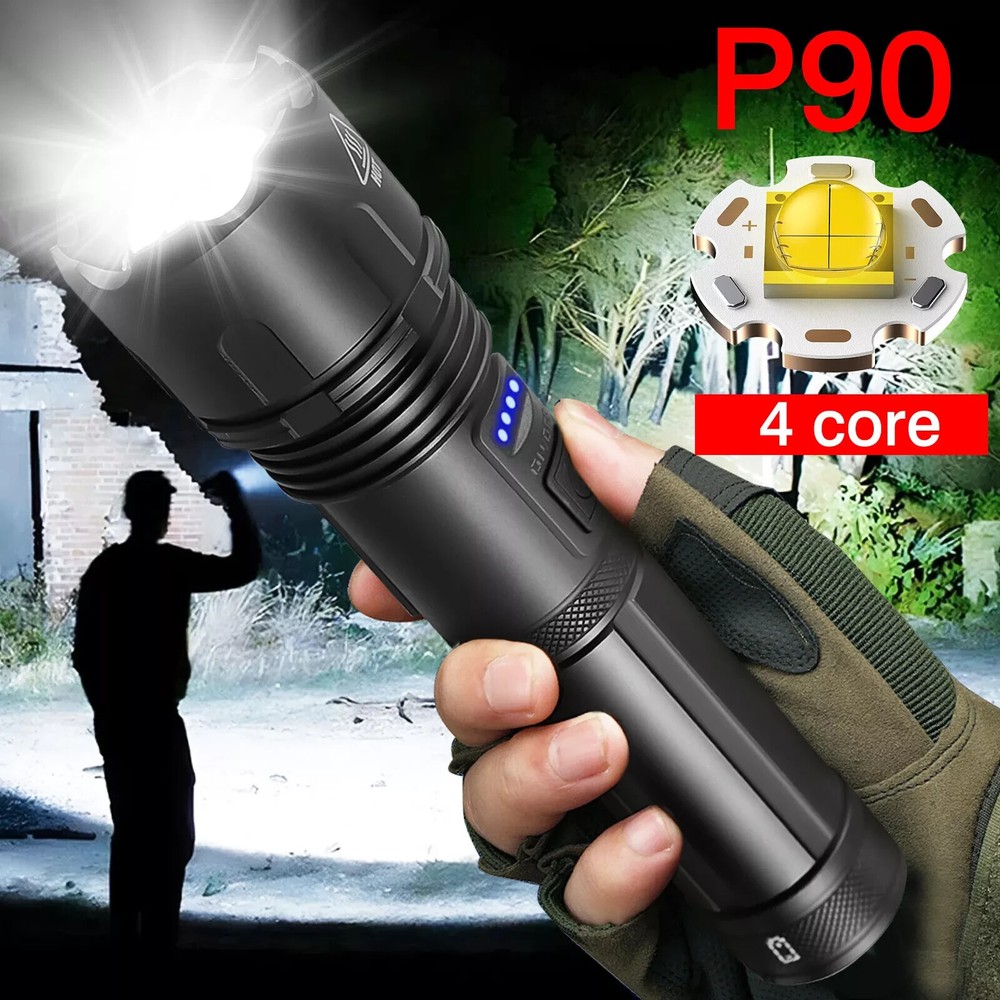 1000000 Lumens Super Bright LED Tactical Flashlight Rechargeable LED Work Light