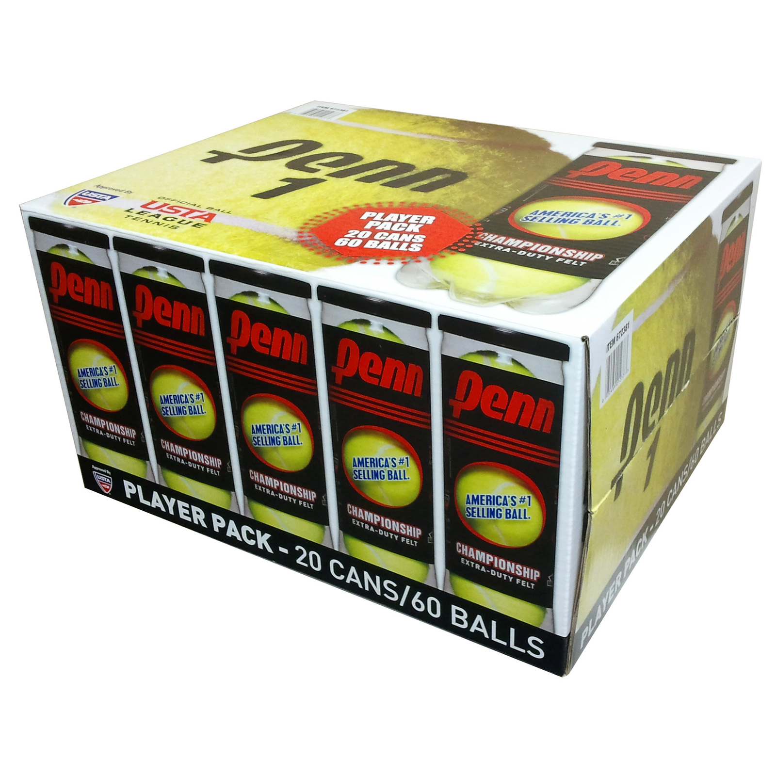 Penn Championship Tennis Balls 20-Packs 60 Balls Extra Duty for Hard Courts, NEW