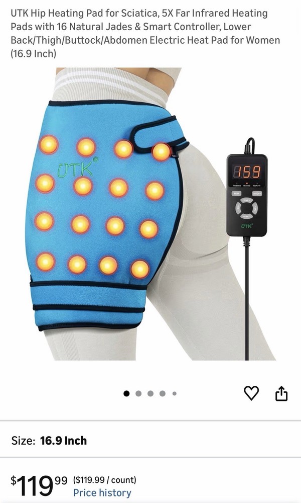 UTK Far Infrared Hip Heating Pad Blue With Remote Control & Temperature Settings
