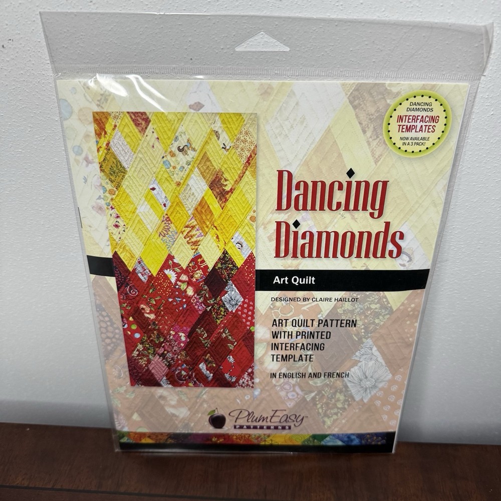 Plum Easy Dancing Diamonds Art Quilt Pattern With Printed Interfacing Template