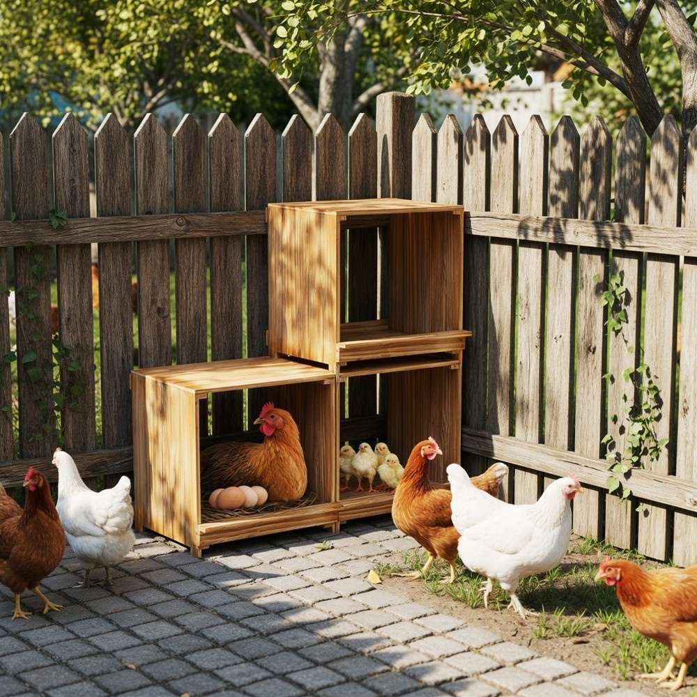 Stackable Chicken Hen Coop Hutch 3 Holes Nesting Box DIY Lay Egg Poultry Boxes