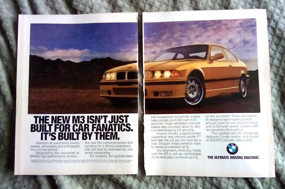 1995 BMW M3 2 page Print ad