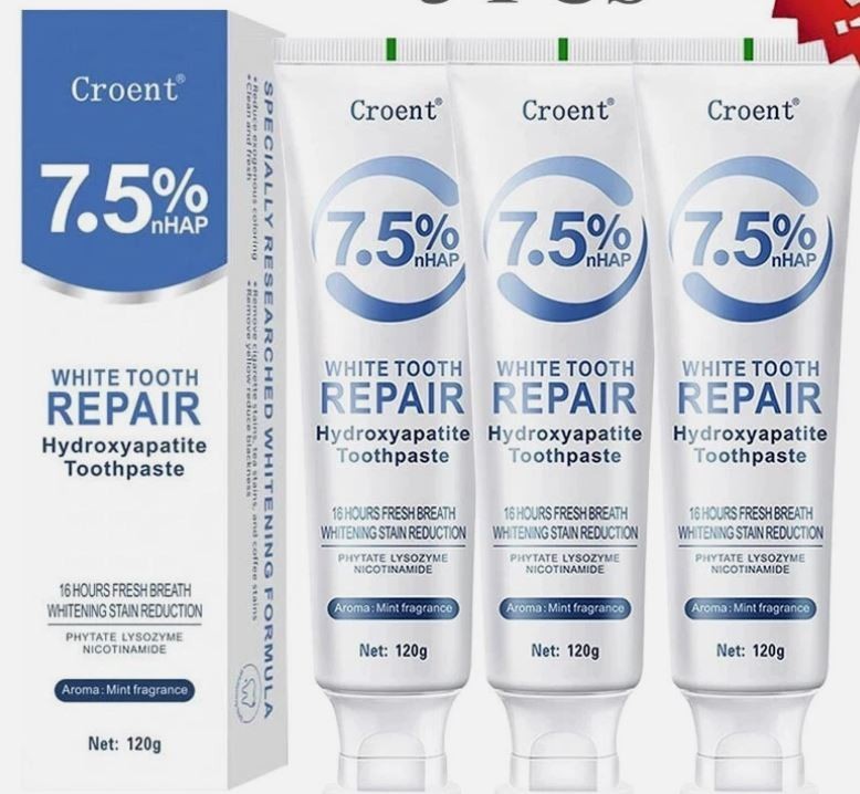 3 packs - 7.5% Hydroxyapatite Toothpaste Remove Yellow Tooth Stains