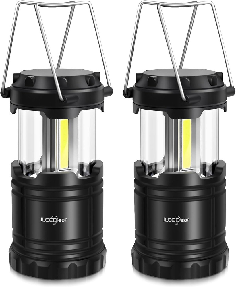 LED Camping Lanterns 2‑Pack – Battery Powered, Collapsible, Adjustable Brightnes