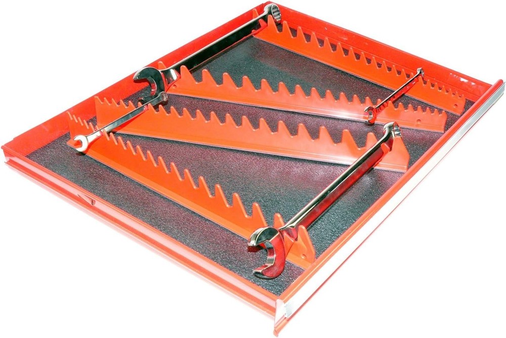 Red Magnetic Wrench Rail with 40 Tools Capacity - Compact Storage Solution