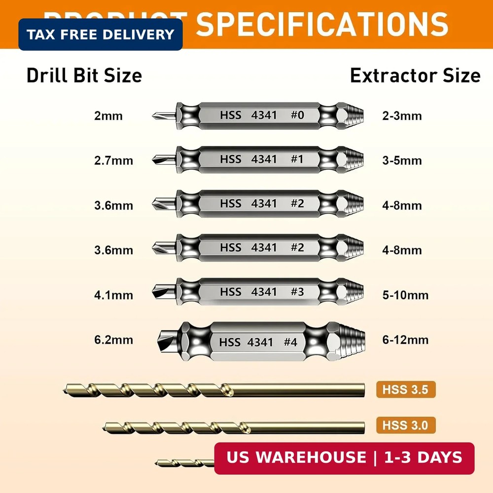 Damaged Screw Extractor Set Easy Out Bolt Remover Tool Kit
