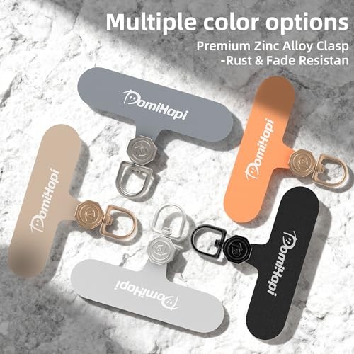 Phone Tether Tab, 4-Pack 360° Rotatable Secure Anti-Drop Lanyard Classic Black