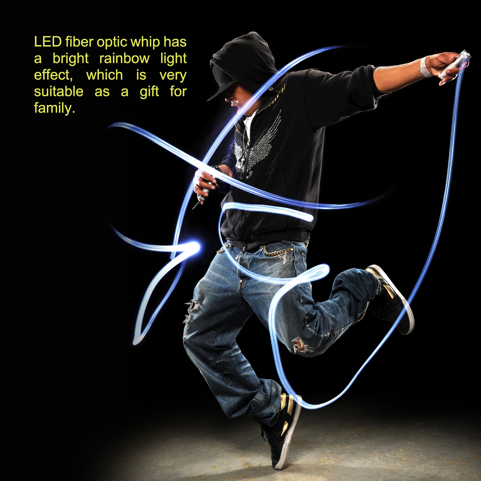 LED Fiber Optic Whip Dance 6 Ft 7 Colors 22 Rainbow Lights Effect Modes