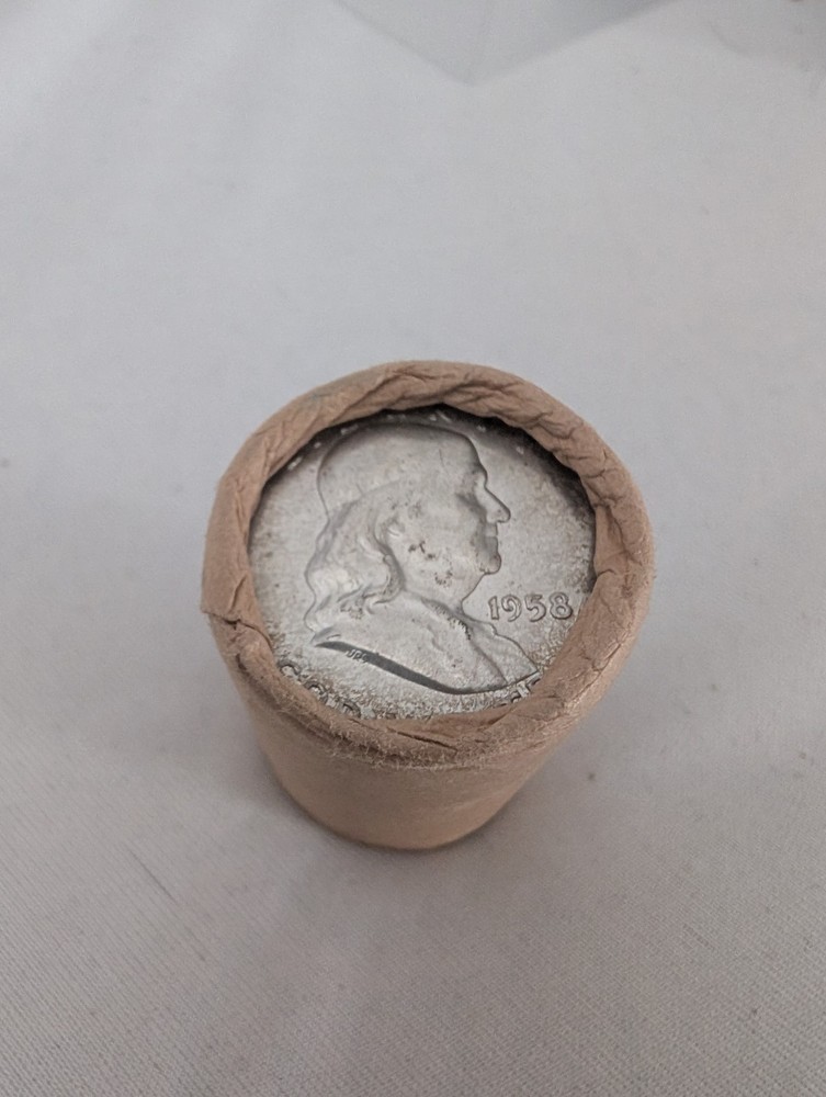 1958 OBW Franklin Half Roll - 90% SILVER