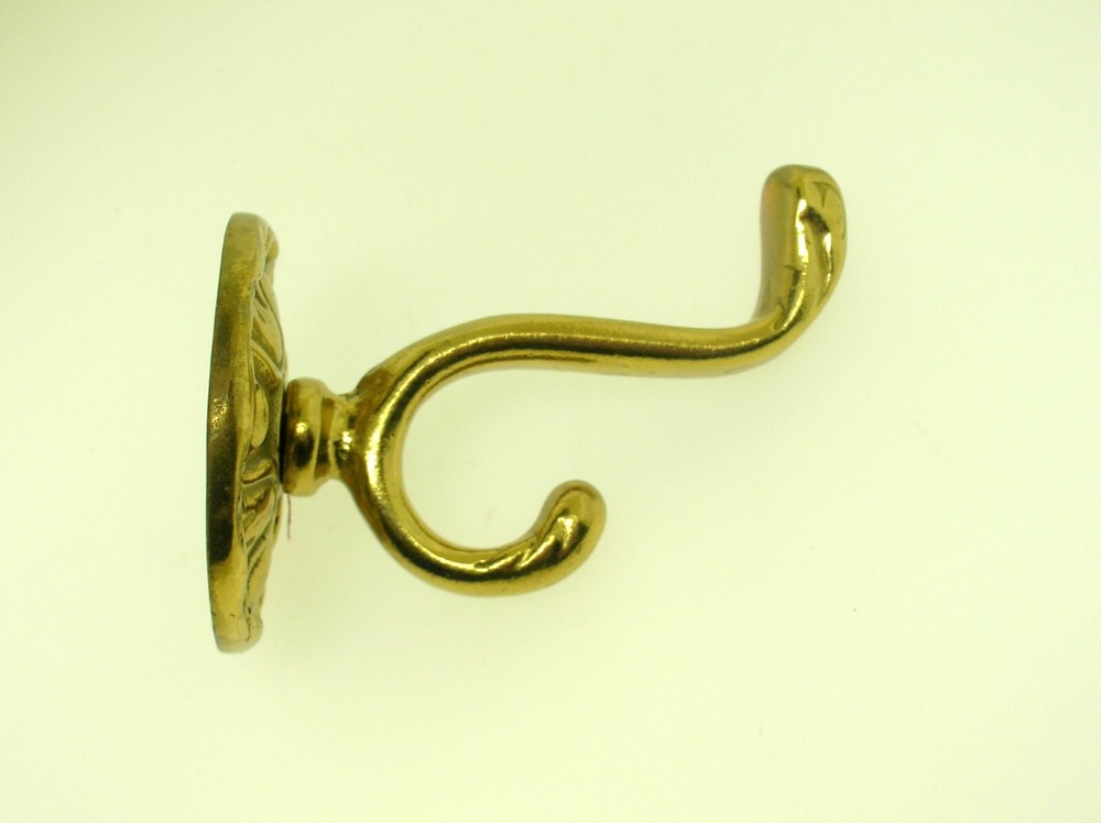VINTAGE SOLID BRASS WALL COAT HOOK - 2 7/8" LONG - MORE THEN ONE AVAILABLE