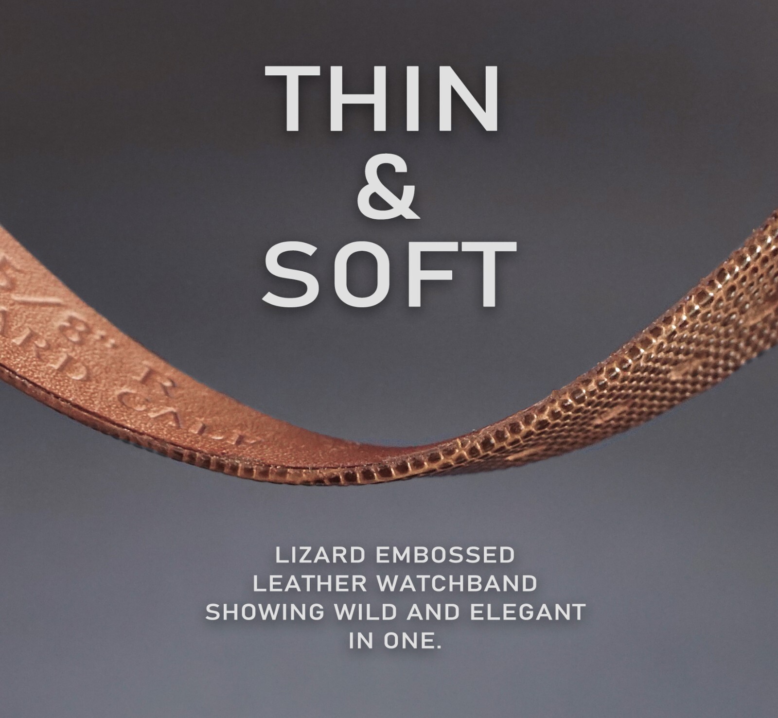 16mm 18mm 20mm Lizard Embossed Calf Genuine Leather Thin and Soft Watch Band