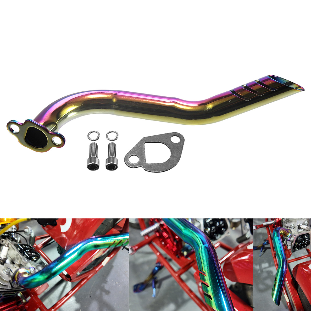 Colorful Exhaust Pipe Header For Predator 212cc 224cc 196cc 5.5hp 6.5hp Go Kart