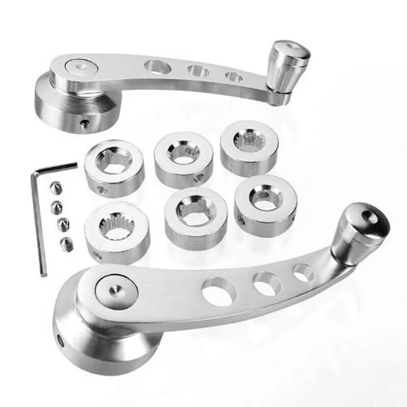 2x Billet Aluminum Window Crank Handle Chrome For Hot Rod Chevy Ford Chrysler US