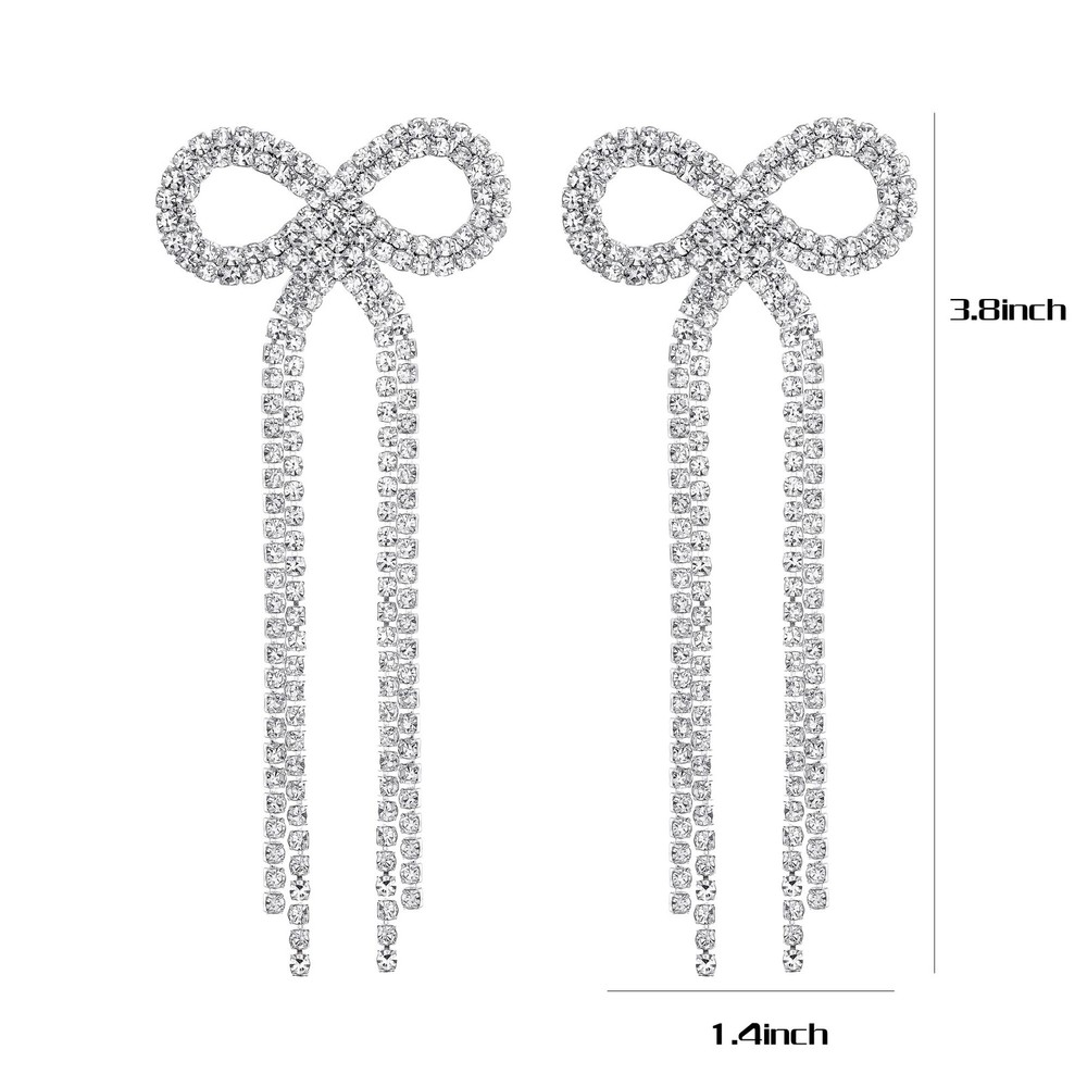 Bow Earrings Rhinestone Bow Earrings Bow Stud Earring Bow Dangle Drop Stateme...