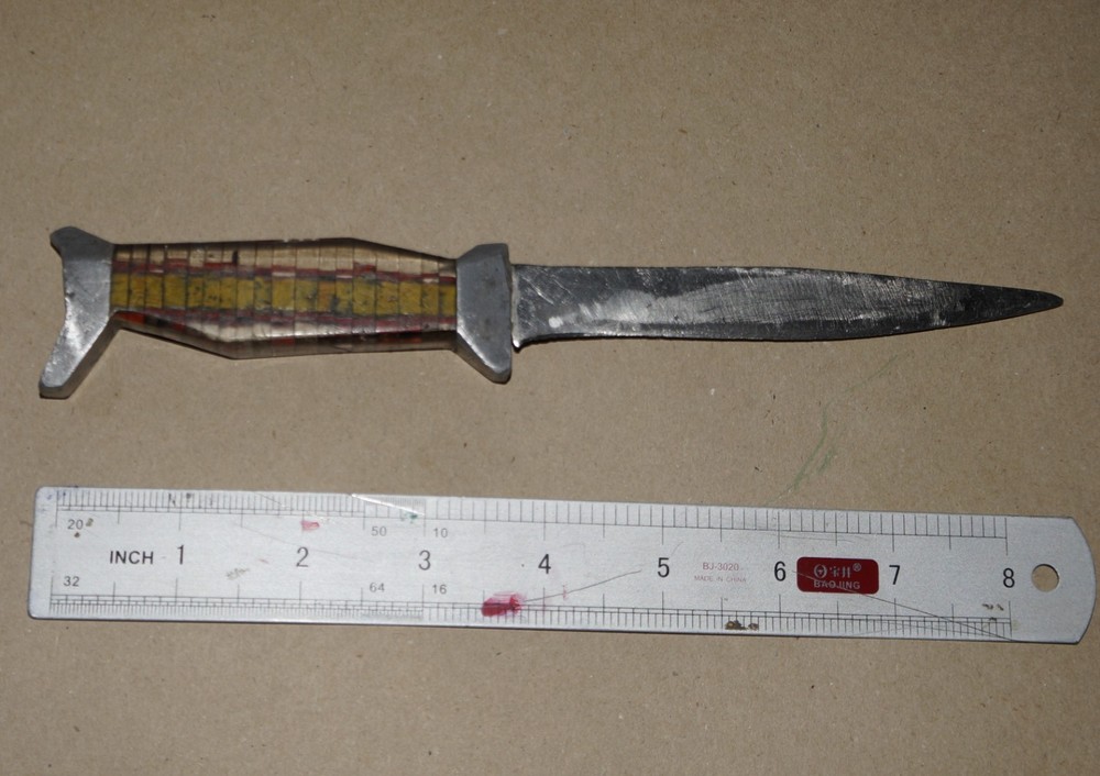Vintage handmade knife plexiglass handle prison art USSR