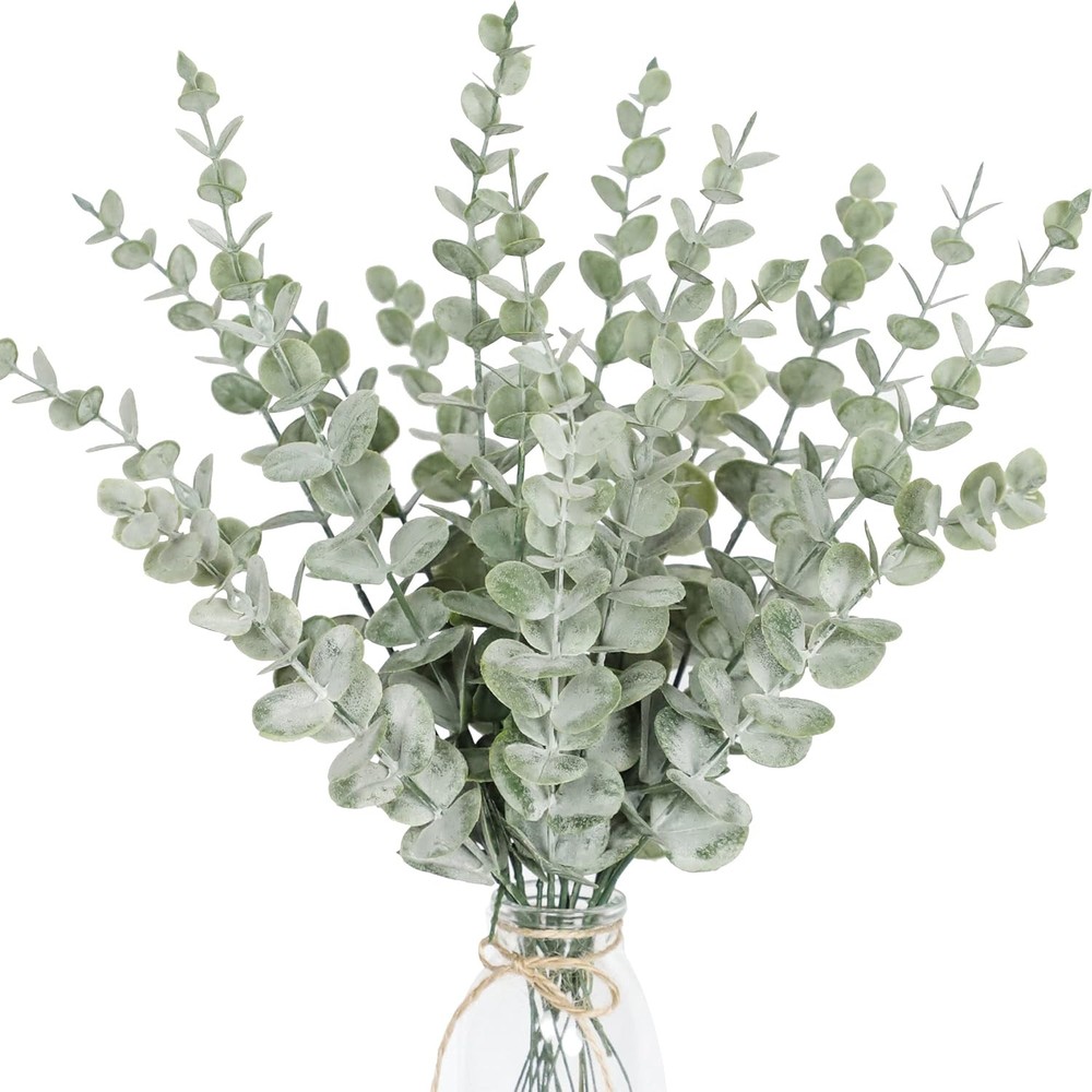 18pcs Eucalyptus Stems Artificial Leaves 18pcs, Green