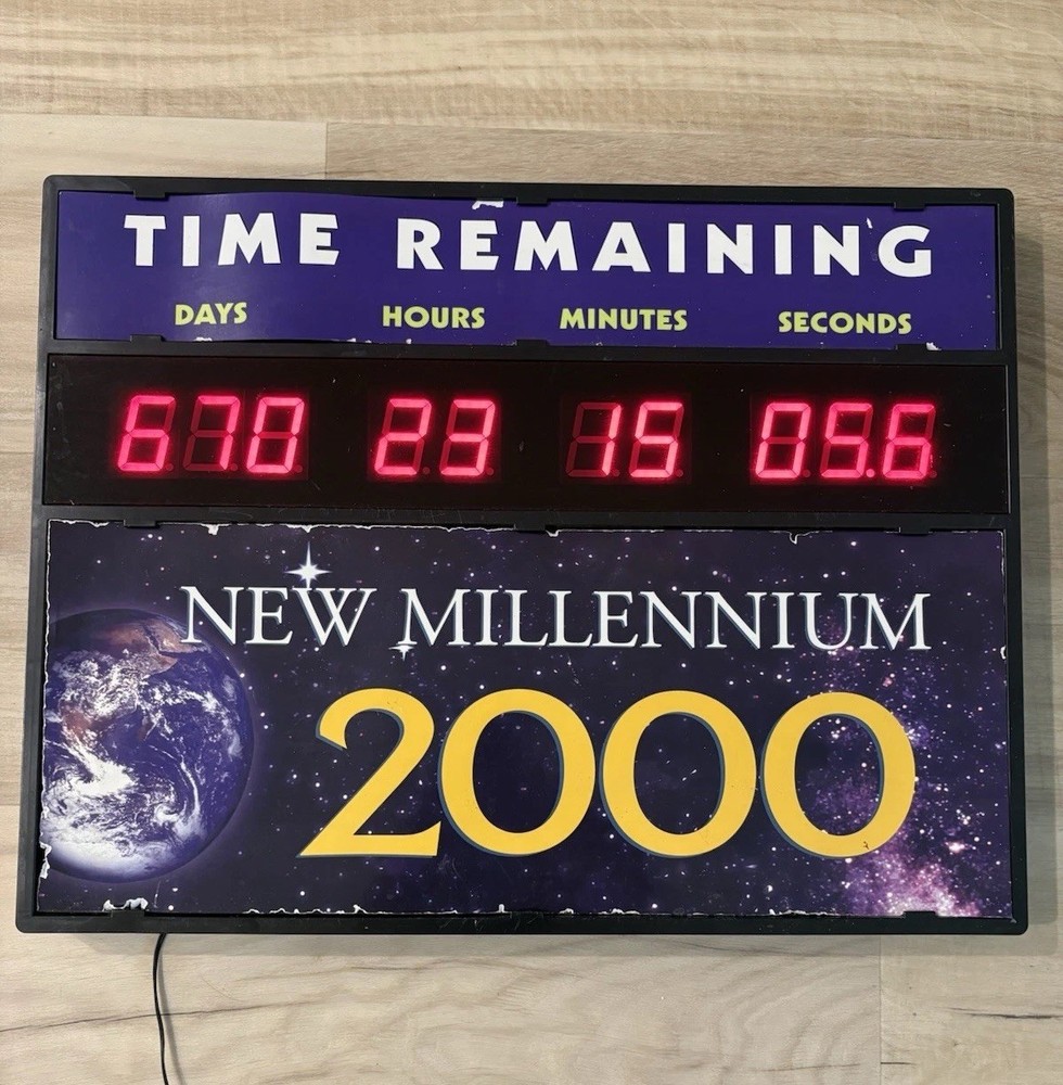 Vintage New Millennium 2000 Countdown Clock w/ Interchangeable Panels. Y2K WORKS
