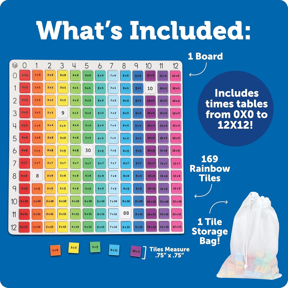 - Rainbow Multiplication Board, Times Table Chart Manipulative, Montessori Learn