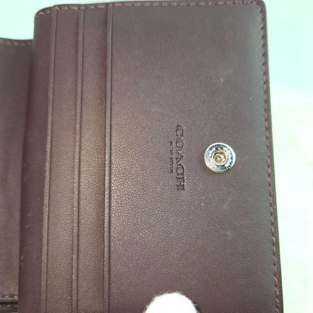 COACH Snap Wallet Folded Wallet Leather Purple