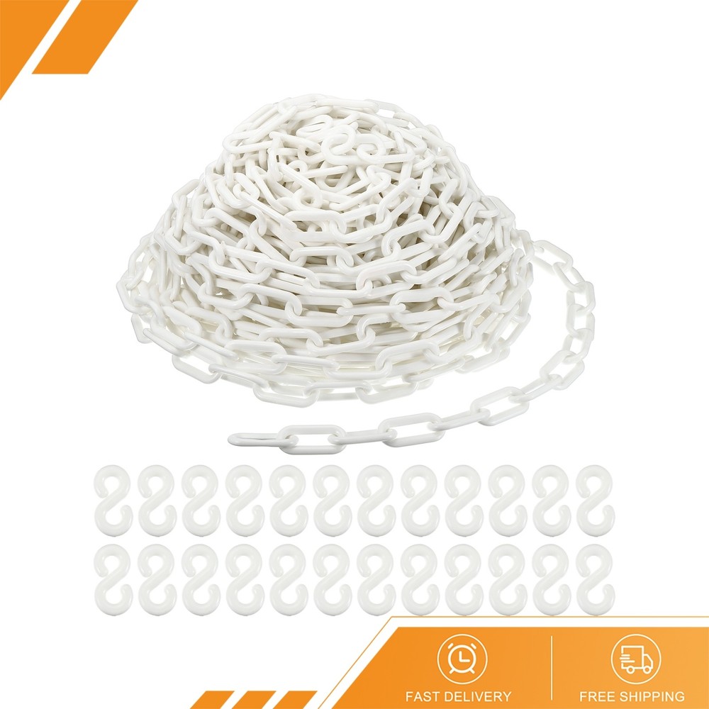 Plastic Chain 100 Foot 2" Safety Chains, White Plastic Chains