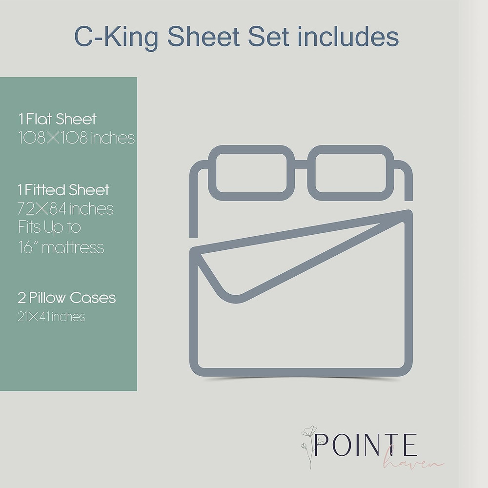 Flannel Deep Pocket Set with Oversized Flat Sheet, California King, Sylvan