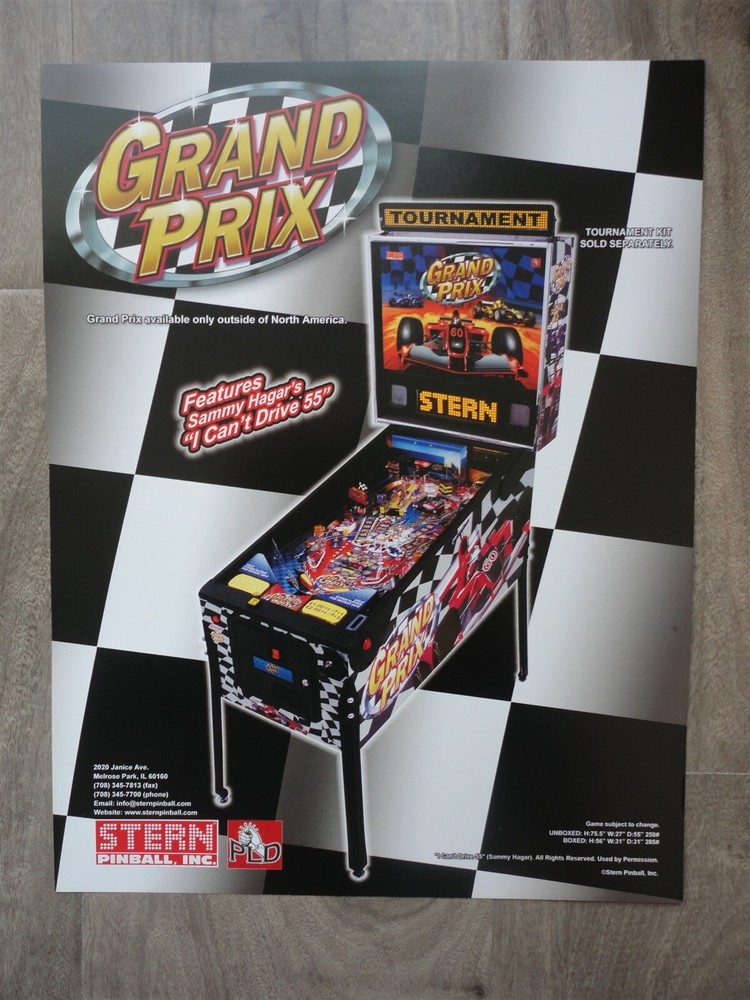 Grand Prix Pinball Machine Flyer Original Stern
