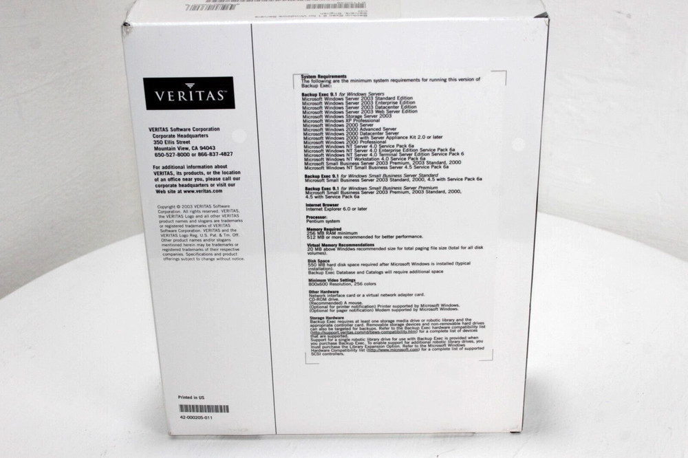 VERITAS Backup Exec 9.1 For Microsoft Windows Servers