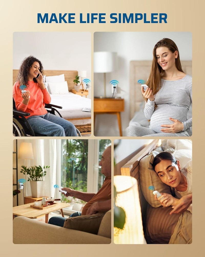 Wireless Remote Light Switch - 15A Outlet with 100FT RF Range & Magnetic Base