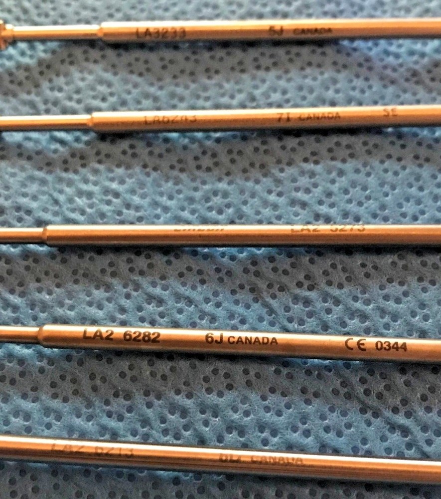 Set of 5 Circon ACMI Laparoscopic Snap In/Out Forcep Inserts, Scissors/Graspers
