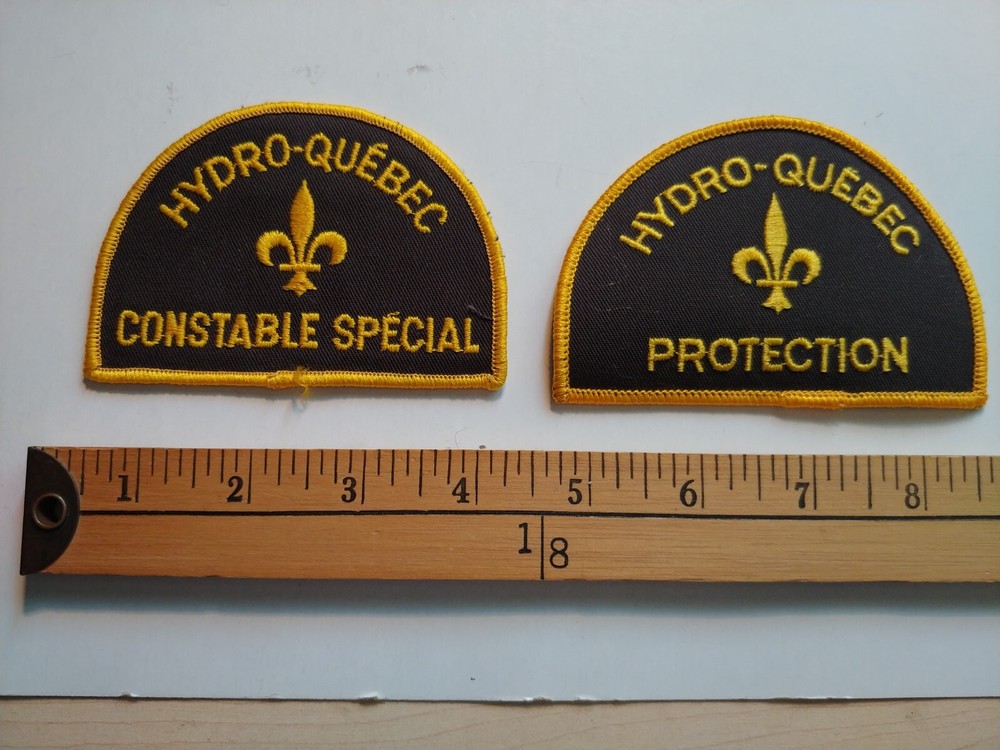 2 RARE SECURITE SECURITY HYDRO-QUEBEC FRANCAIS QUEBEC FRENCH PATCH ECUSSON