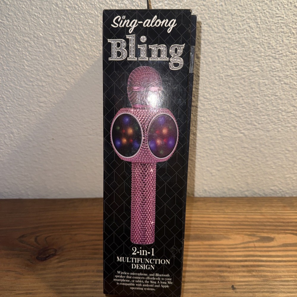 Wireless Express Sing-along Pink Bling Karaoke Microphone Bluetooth Speaker
