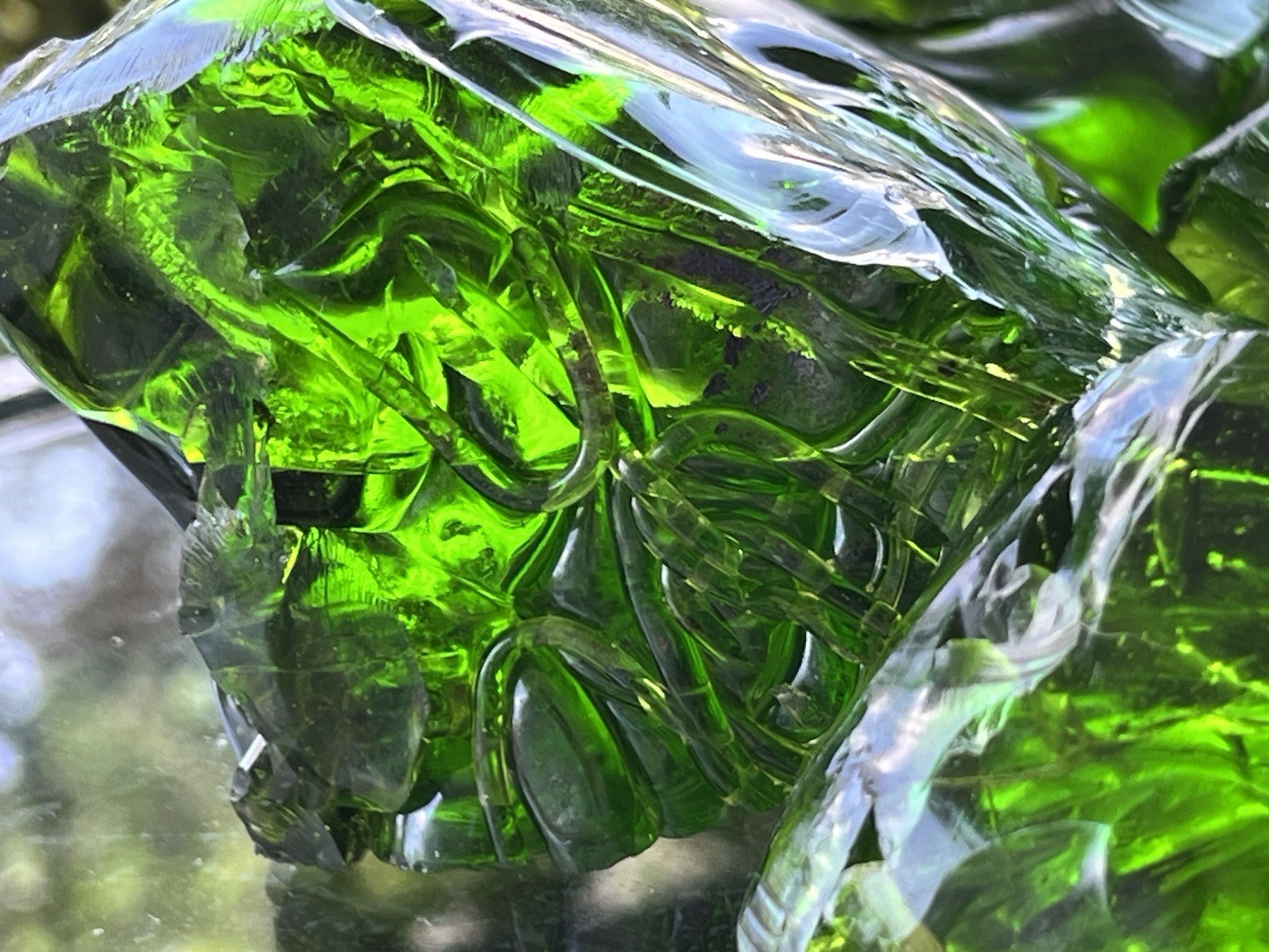 Lot of 10 Deep Green Fern Glass Cullet Slag Chunks ~ 6lbs Blenko