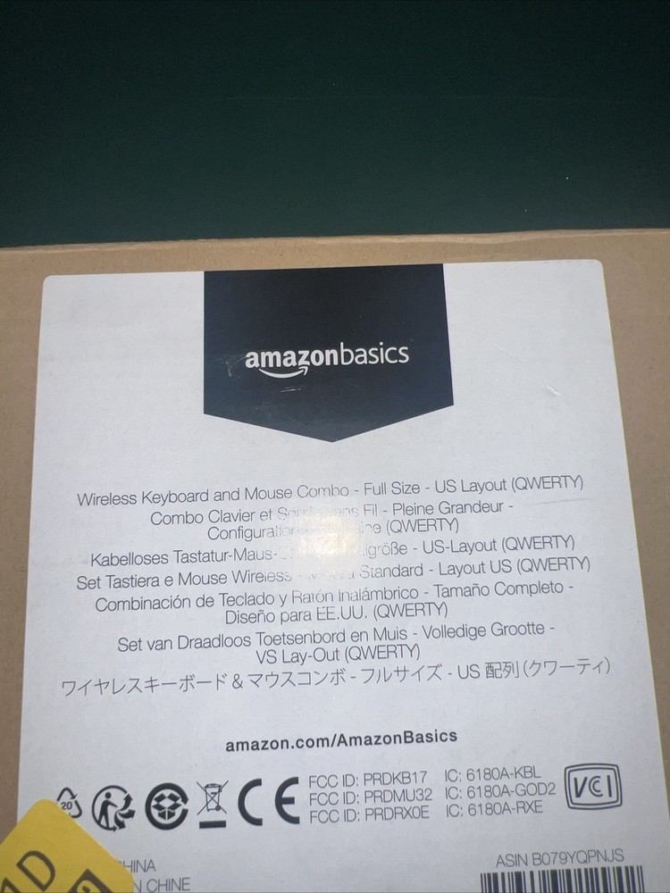 Amazon Basics NIOP Wireless Keyboard W/ Mouse, Full Size, US Layout