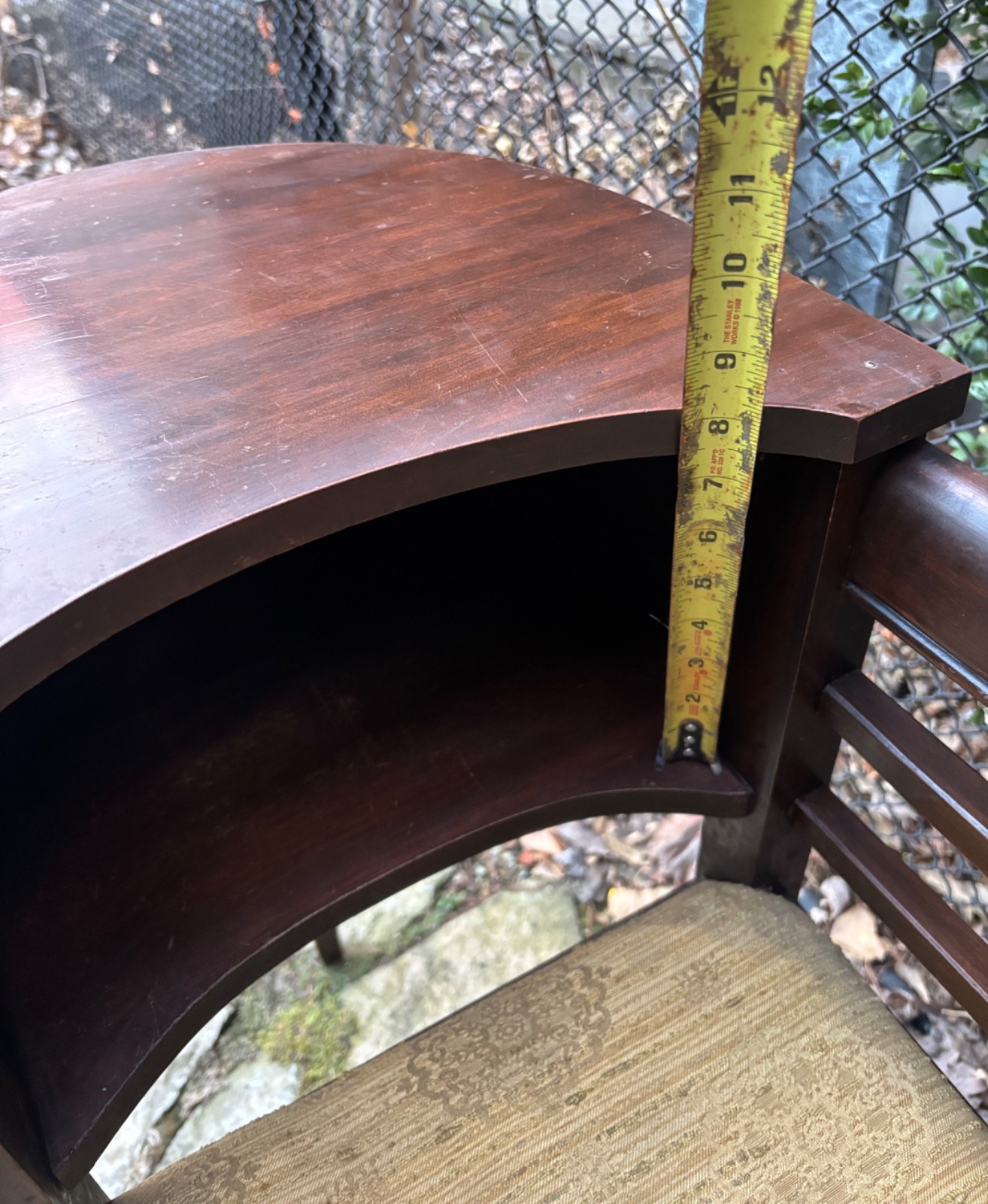 LOVELY!! ANTIQUE ART DECO ACCENT TELEPHONE TABLE GOSSIP BENCH CHAIR CURVED WOOD