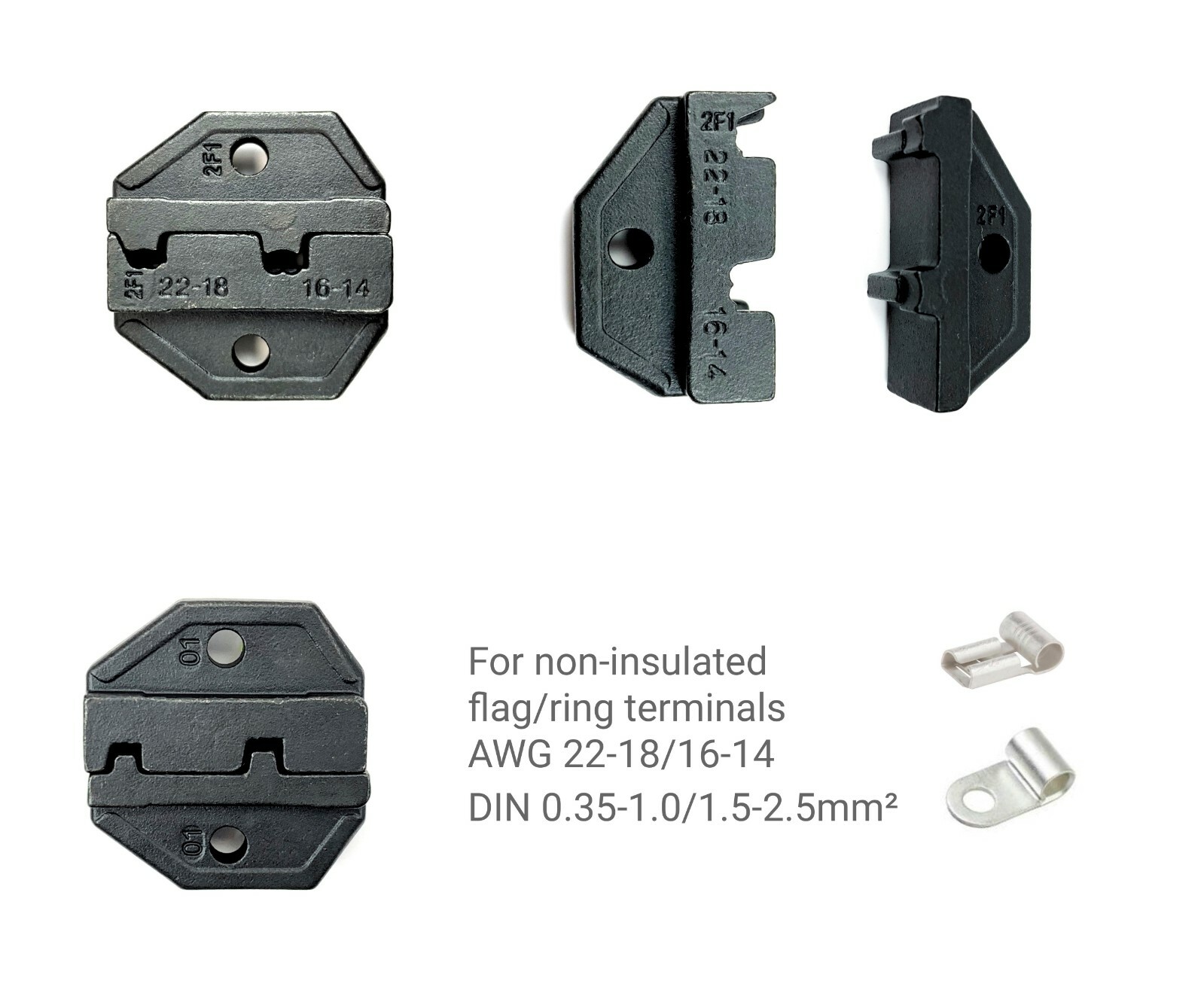 Quick Change Ratchet Crimp Tool 2 Die Non-insulated Flag Ring Terminal AWG 22-8