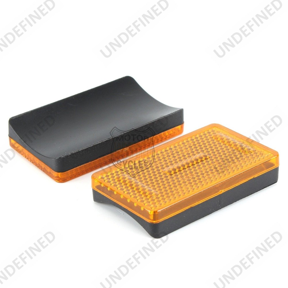 Pair Motorcycle ATV Reflector Bolt On Amber Rectangle Side Kit Marker Universal