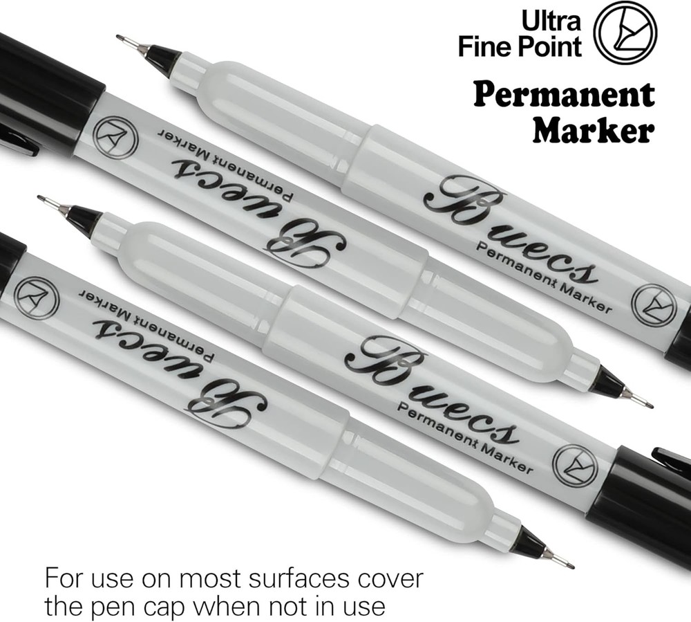 Buecs Permanent Markers, 60 Count Ultra Fine Point Black Permanent Markers, Work