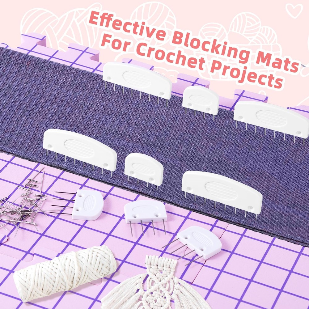 Knitting Blocking Mats and Pins, Interlocking Blocking Boards for Crochet Pro...
