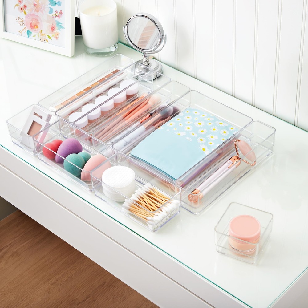 SimpleSort 10-Piece Stackable Clear Drawer Organizer Set | Multi-size Trays |...