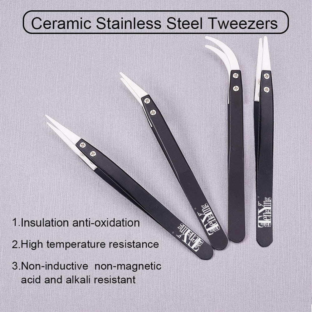 4PCS Tweezers Replaceable Tips with Temperature Resistance Precision Tips