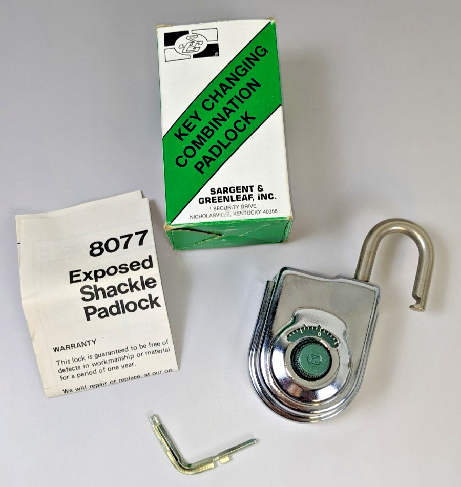 Sargent & Greenleaf Key Changing Combination Padlock 8077AB 1989 High Security