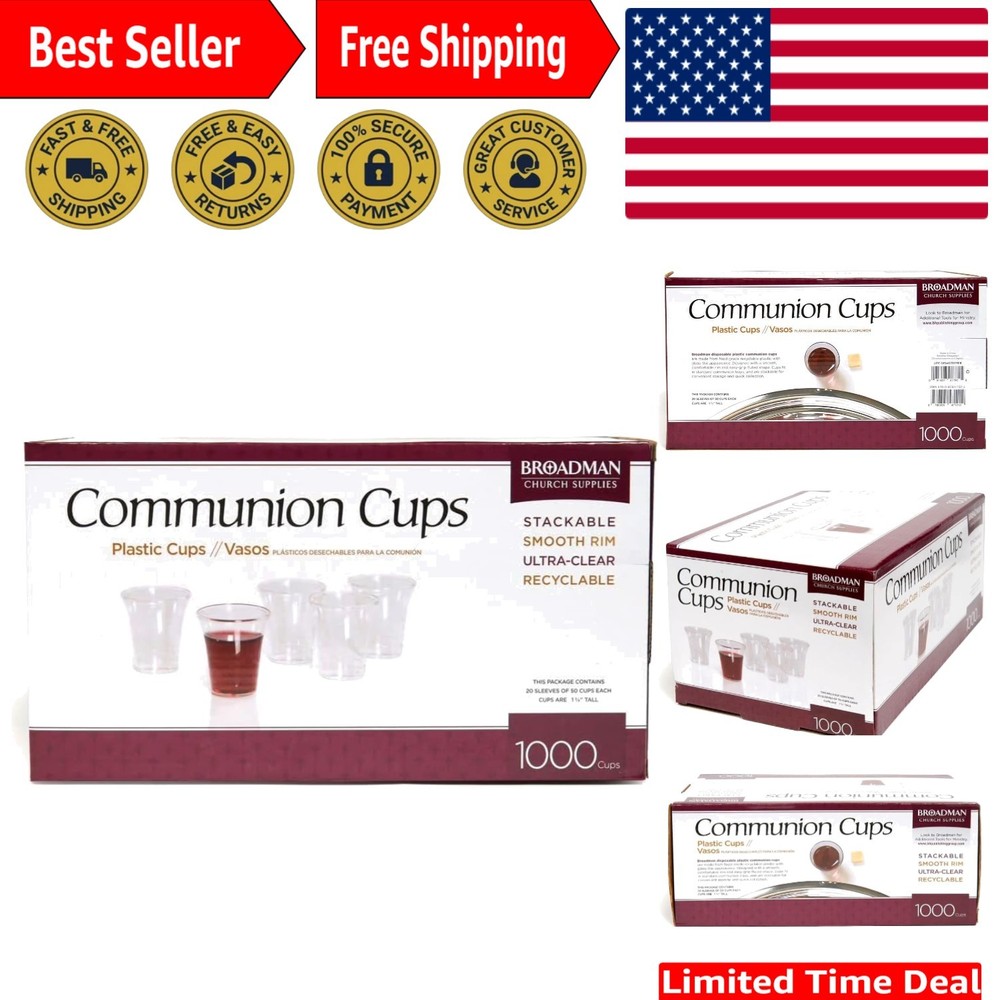 1000 Count Clear Disposable Communion Cups - Modern Scratch-Resistant Design
