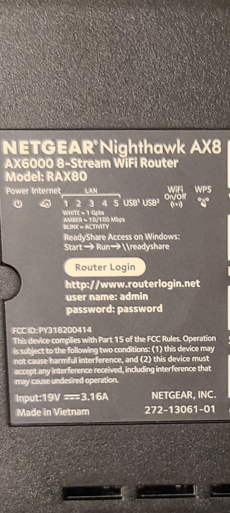 Netgear NightHawk WiFi Router RAX80